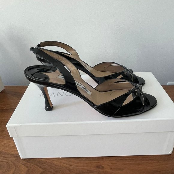 Manolo Blahnik Black Slingbacks - Picture 2 of 3